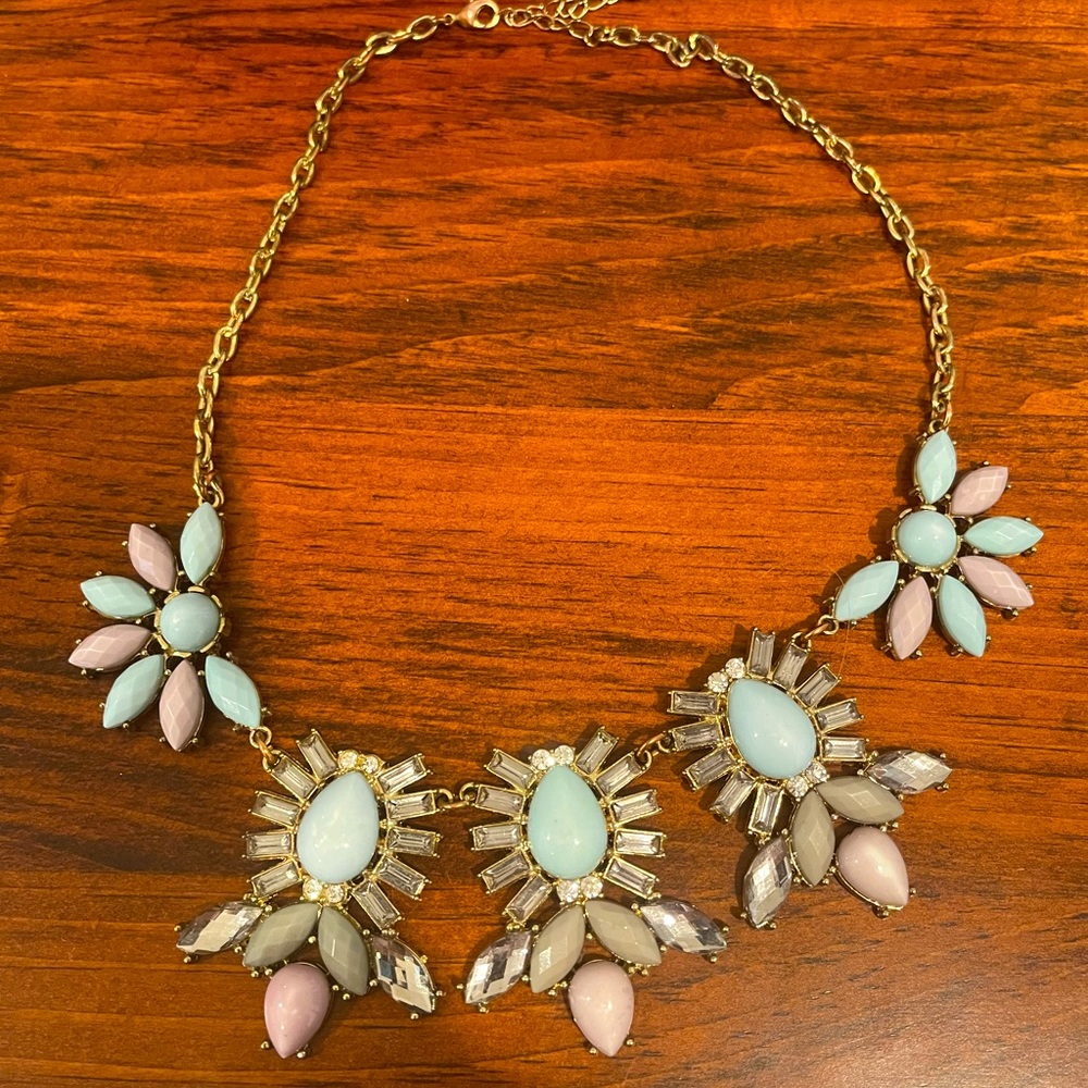 Statement necklace- blue, purple and gold
